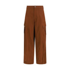 Brown Cotton Casual Pants