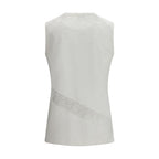 White Cotton Sleeveles T-Shirt