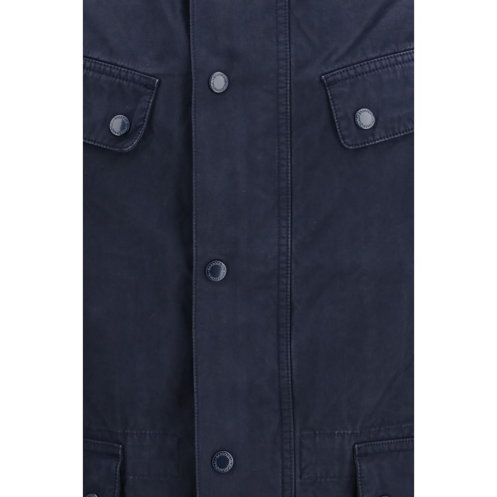 Blue Cotton Full-Length Jacket