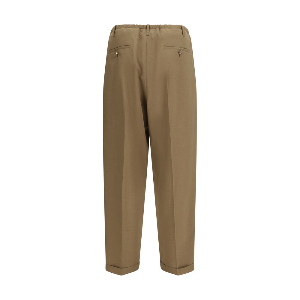 Beige Polyester Casual Pants