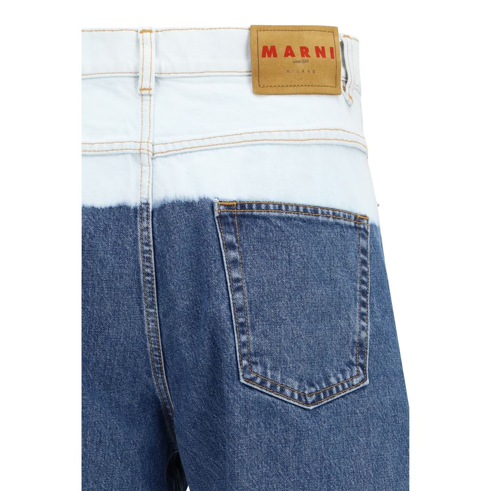 Blue Cotton Straight-Leg Jeans