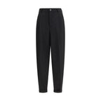 Black Fleece Wool Casual Pants