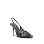 Black Nylon High Heel Pumps