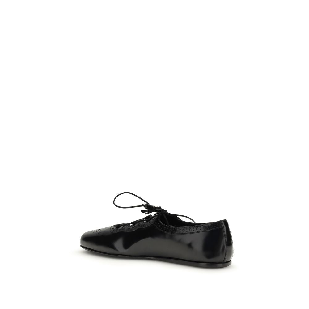 Black Calf Leather Bos Taurus Ballet Flats