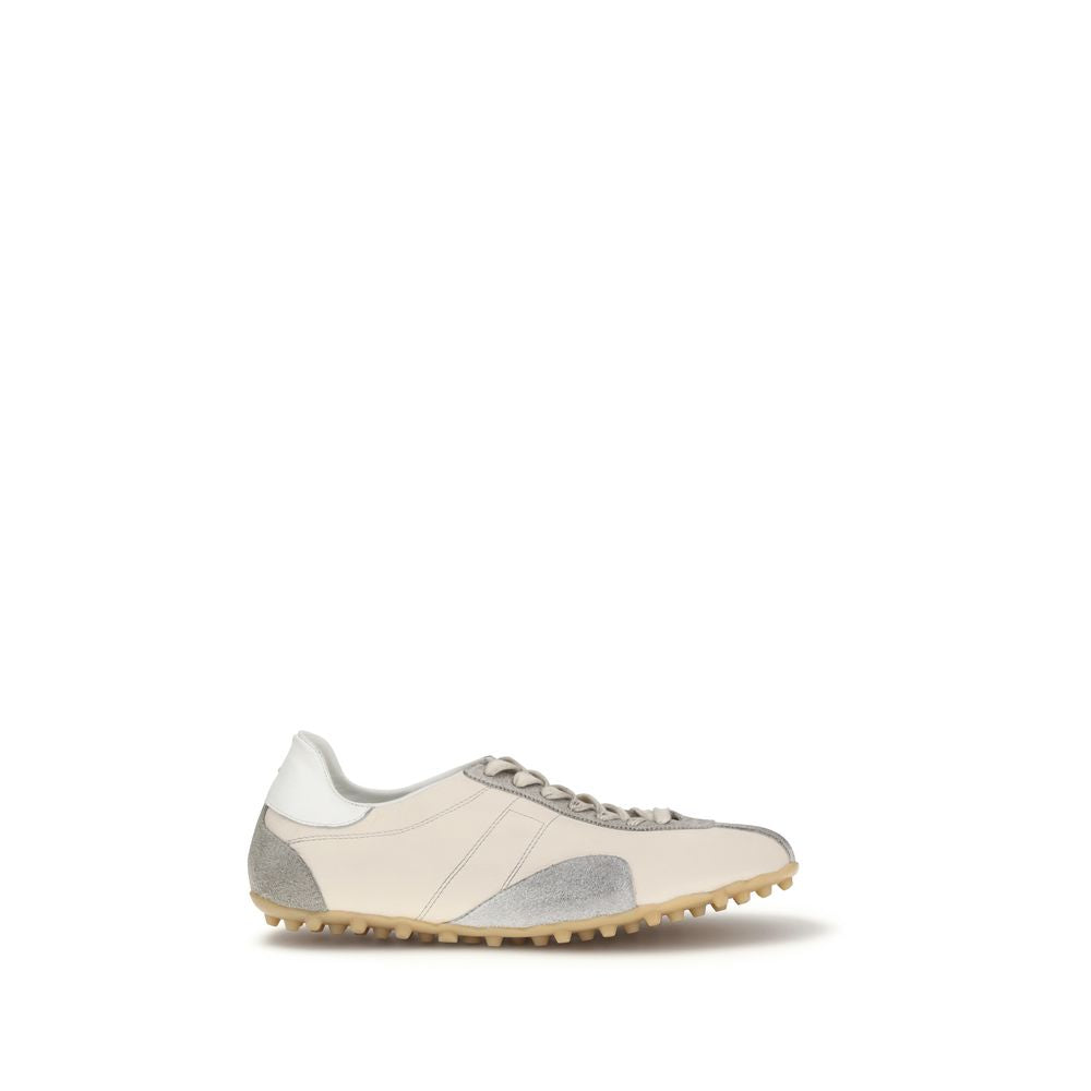 Beige Calf Leather Bos Taurus Athletic Sneakers
