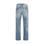 Blue Cotton Straight-Leg Jeans