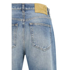 Blue Cotton Straight-Leg Jeans