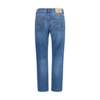 Blue Cotton Straight-Leg Jeans