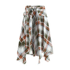 Multicolor Linen Midi Skirt