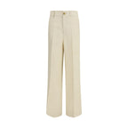 Beige Viscose Casual Pants