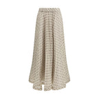 Beige Polyester Long Skirt
