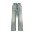 Blue Cotton Straight-Leg Jeans
