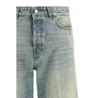 Blue Cotton Straight-Leg Jeans