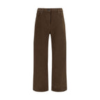 Brown Cotton Straight-Leg Jeans