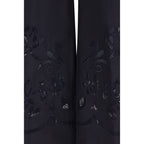 Blue Cotton Casual Pants