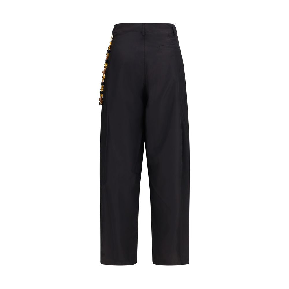 Black Cotton Casual Pants