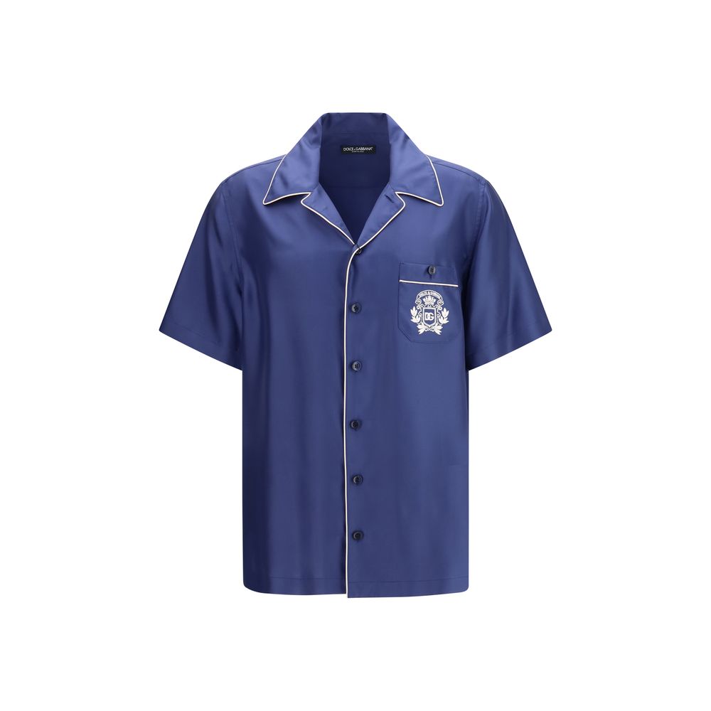 Blue Silk Shortsleeve Shirt
