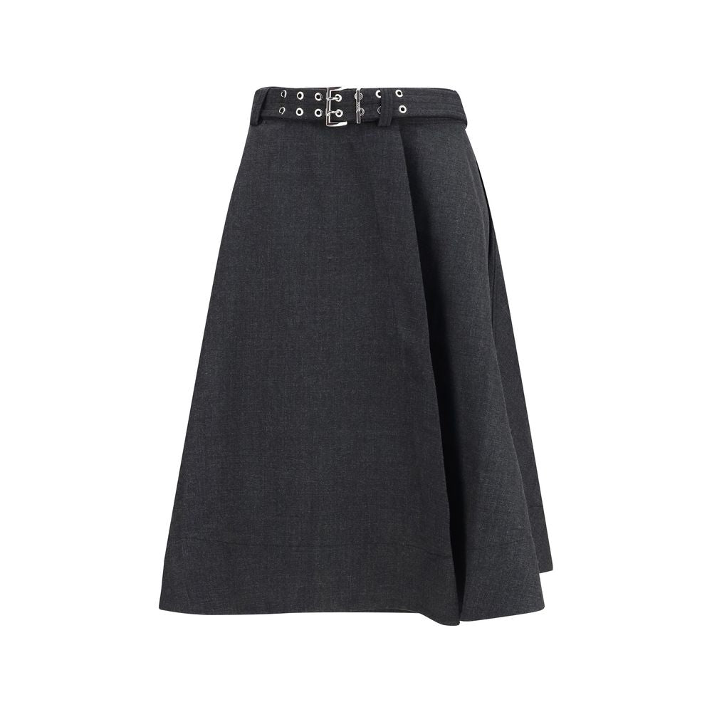 Gray Recycled Polyester Long Skirt