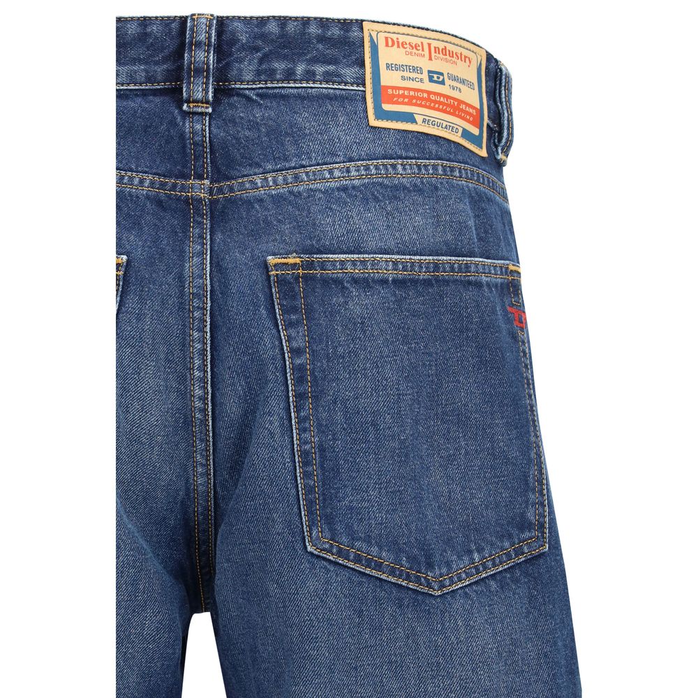 Blue Cotton Tapered Jeans