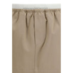 Beige Cotton Mini Skirt