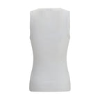 White Cotton Sleeveles T-Shirt