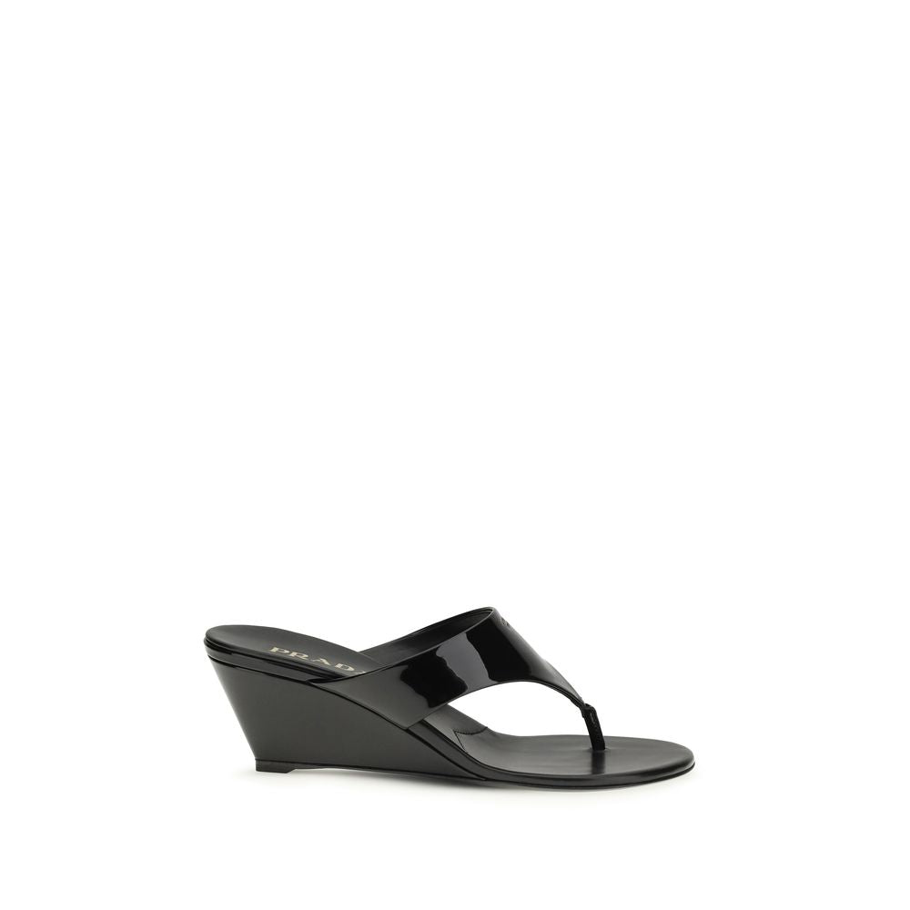 Black Calf Leather Bos Taurus Wedge Sandals