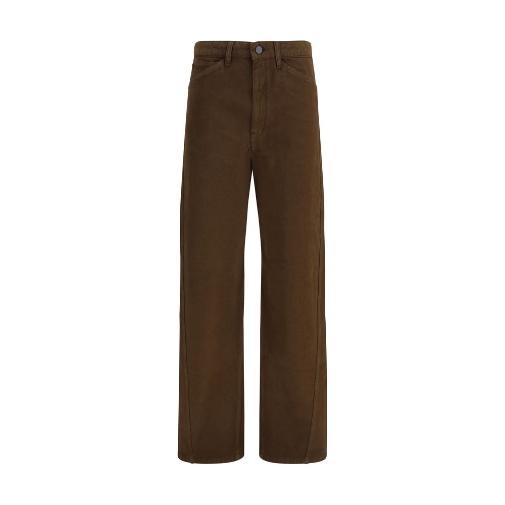 Brown Cotton Casual Pants