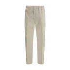Beige Cotton Casual Pants