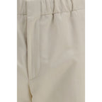 Beige Cotton Casual Pants