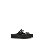 Black Calf Leather Bos Taurus Flat Sandals