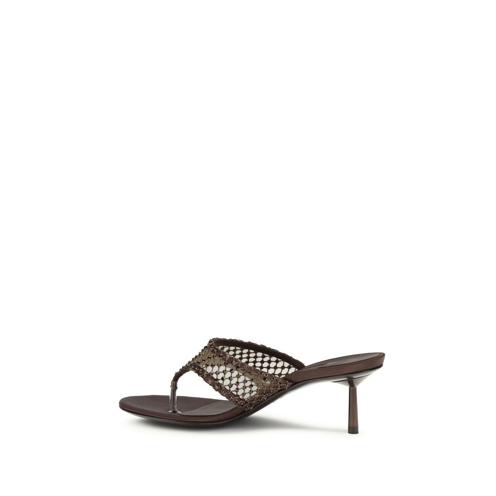 Brown Goatskin Stiletto Heel Sandals