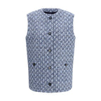 Blue Cotton Sleeveless Jacket