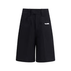 Black Cotton Bermuda Shorts