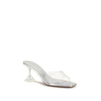 Silver Pvc Stiletto Heel Sandals