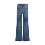 Blue Cotton Flared Jeans