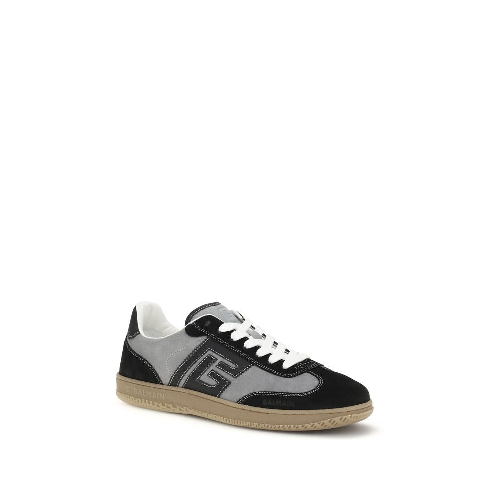 Gray Calf Leather Bos Taurus Low Top Sneakers