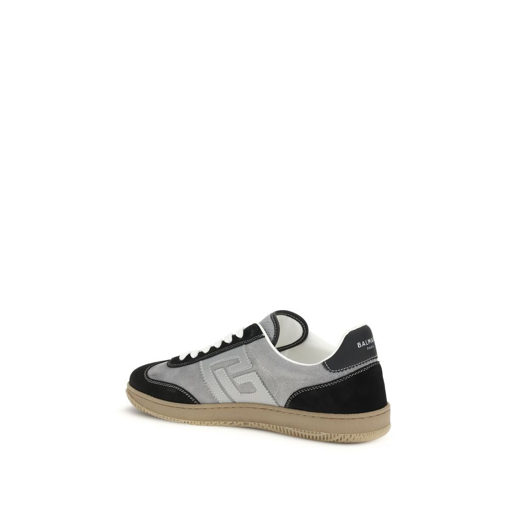 Gray Calf Leather Bos Taurus Low Top Sneakers
