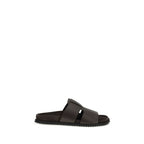Brown Calf Leather Bos Taurus Flat Sandals