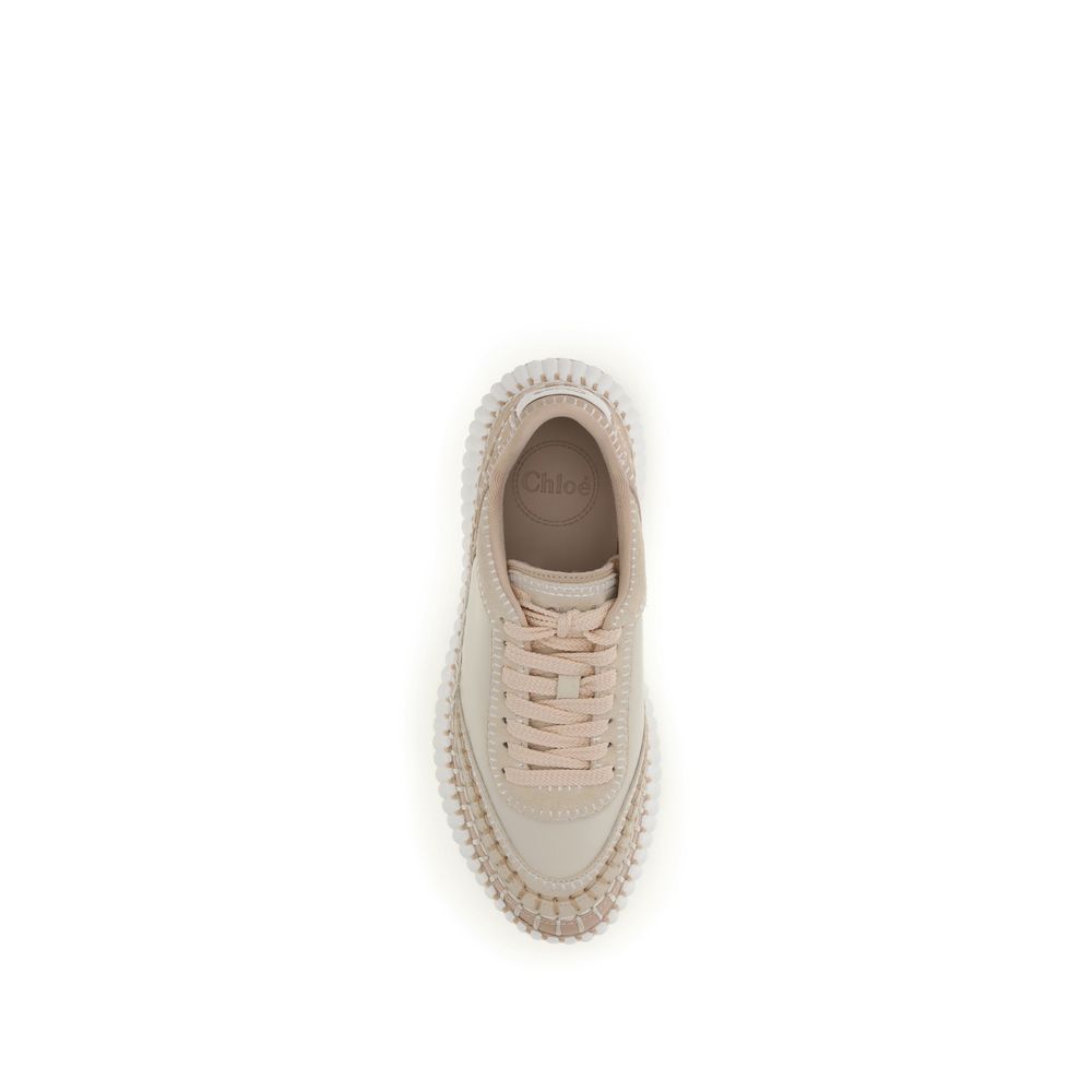 Beige Calf Leather Bos Taurus Chunky Sneakers