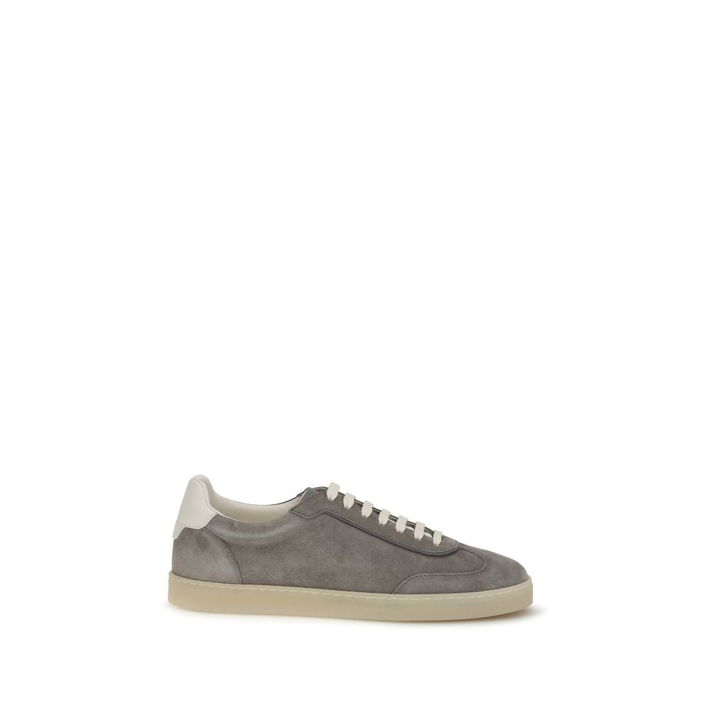 Gray Calf Leather Bos Taurus Low Top Sneakers