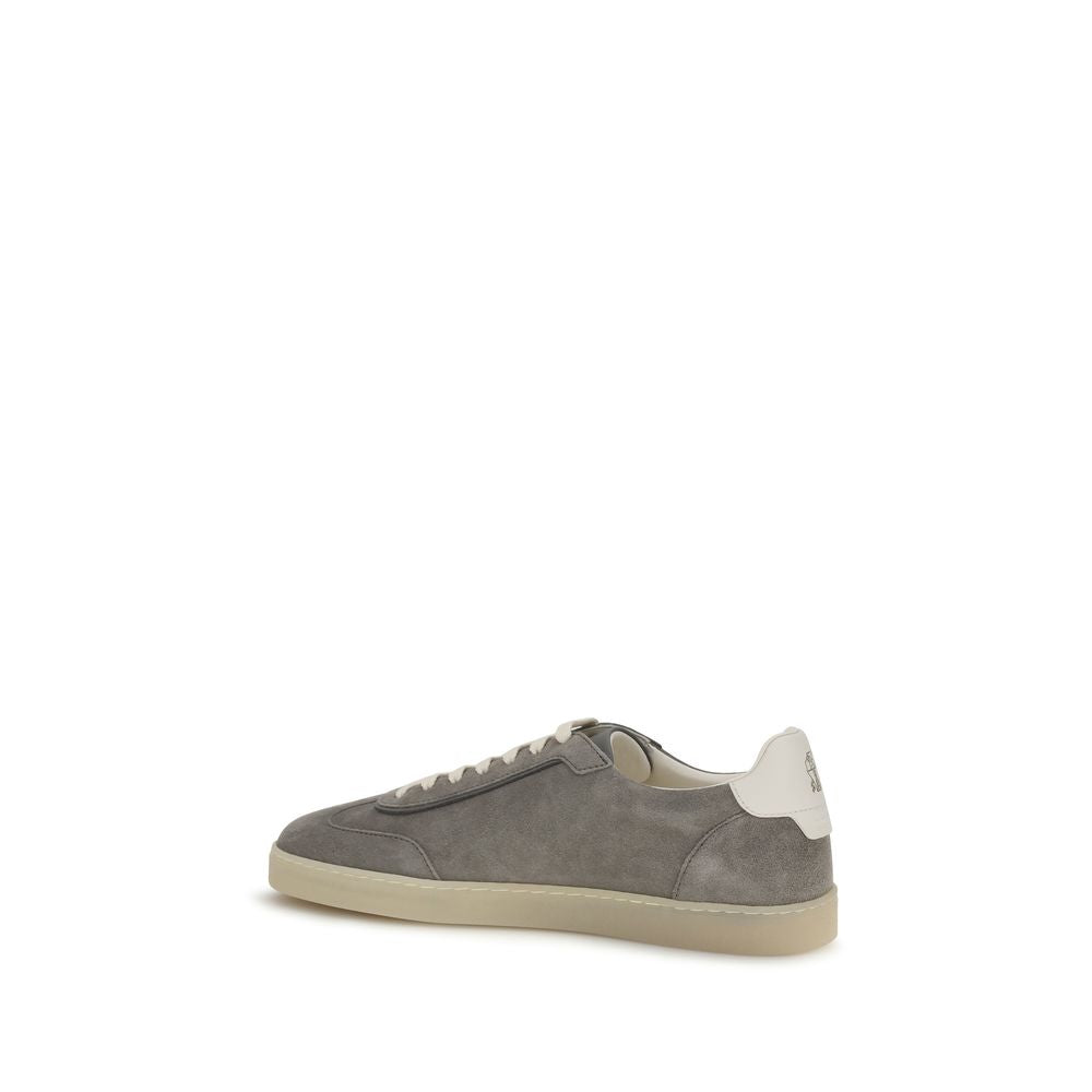 Gray Calf Leather Bos Taurus Low Top Sneakers