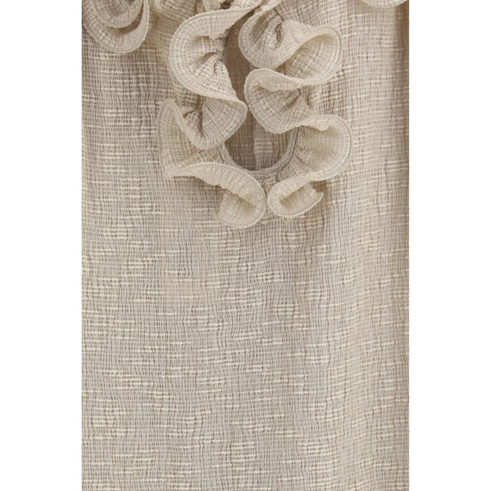 Beige Lyocell Casual Dress