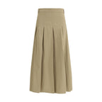 Brown Cotton Midi Skirt