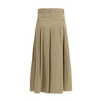 Brown Cotton Midi Skirt