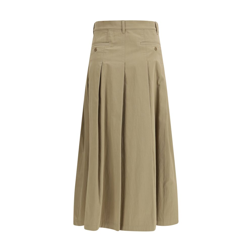Brown Cotton Midi Skirt