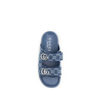 Blue Cotton Flat Sandals
