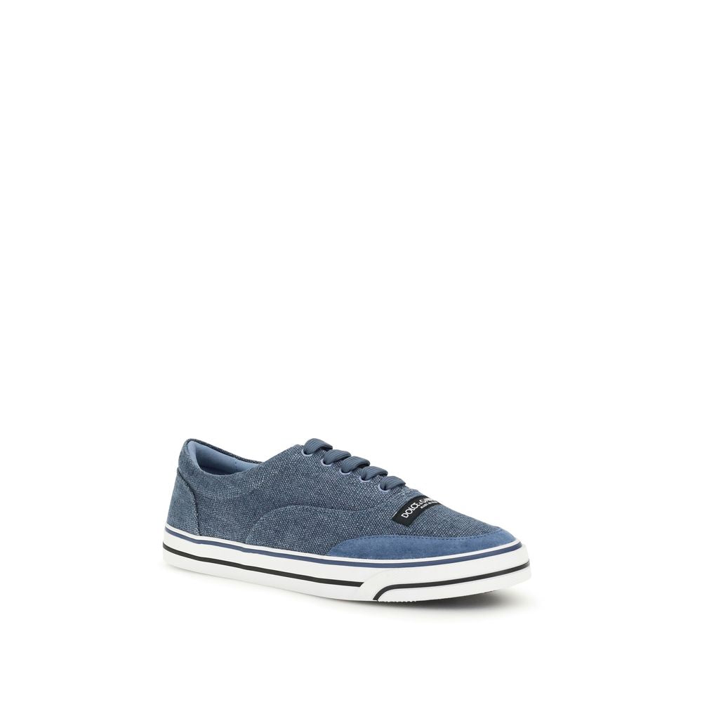 Blue Linen Low Top Sneakers