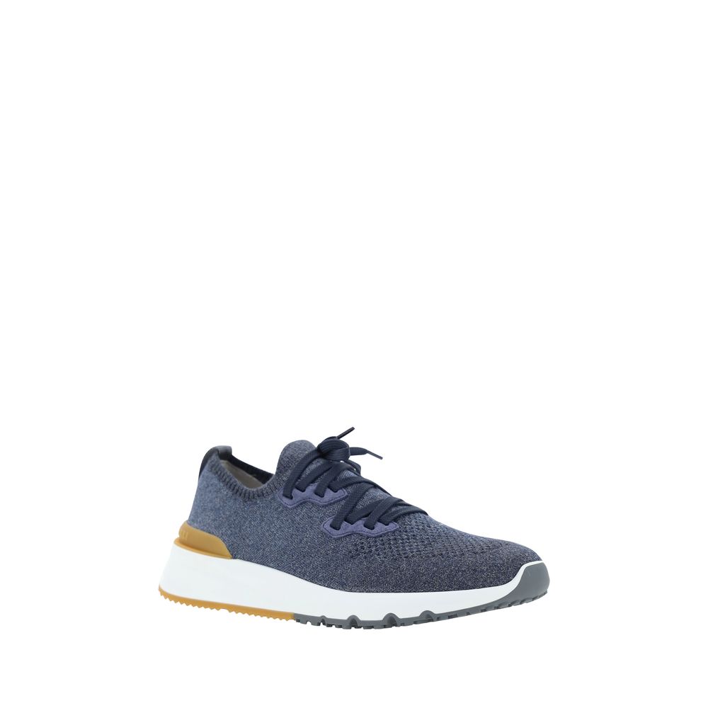 Blue Cotton Athletic Sneakers