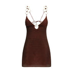 Brown Polyamide Cocktail Dress