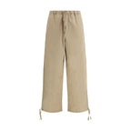 Beige Cotton Casual Pants